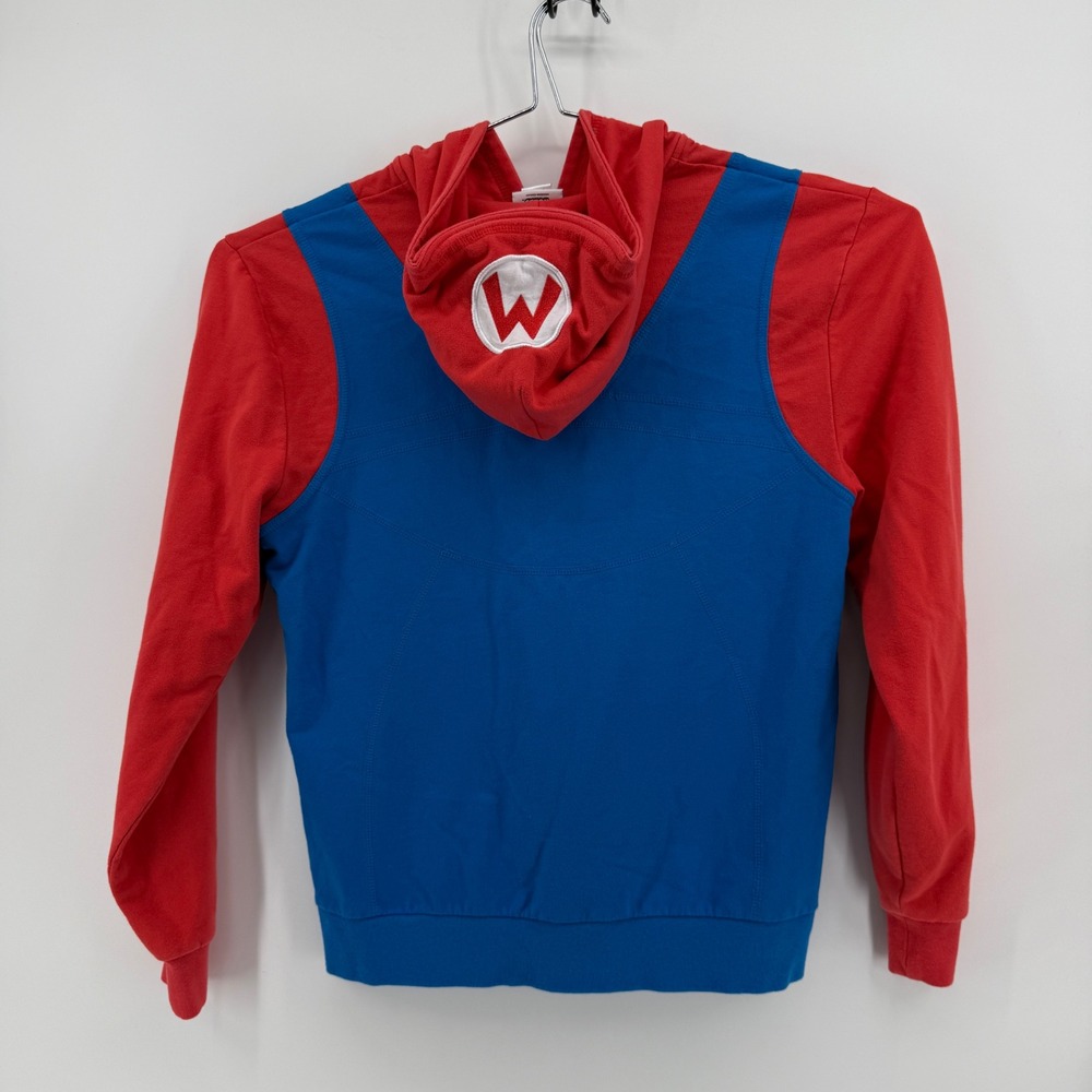 Nintendo Hoodie Mens M Red Blue Colorblock Cotton Super Mario Cosplay Zip Up
